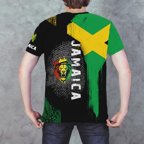 Men's Jamaican Flag T-Shirt Lion Print Short Sleeve Shirt Novelty Round Neck Top Jamaican Tee Unisex4