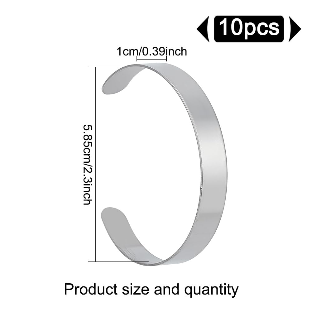 10pz 304 braccialetti Aperti In Acciaio Inossidabile 5.85cm, Bracciale Rigido Semplice Braccialetti Scanalati Braccialetti per Donna Uomo Decorazione Creazione di Gioielli