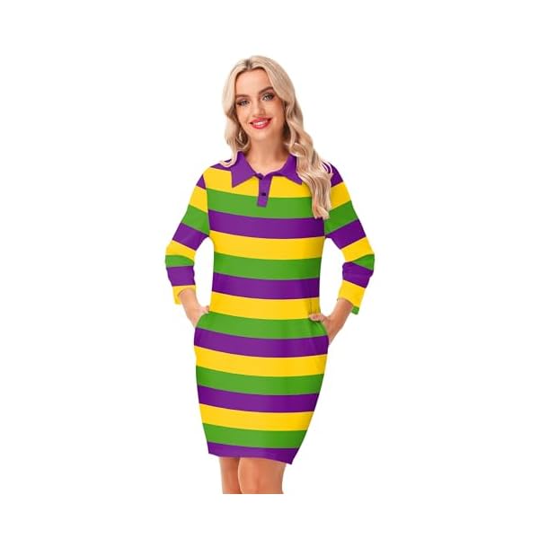 Remimi Womens St. Patricks Day Striped Dresses Irish 3/4 Sleeve Dress - Image 6