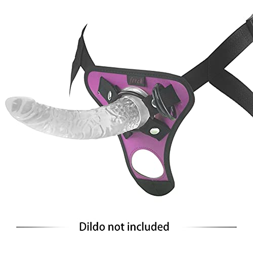 Image of Adjustable Strap On Dildo Harness, Ferch Double Hole Pegging Harness Leather Soft Ring Belt for Male (Purple)