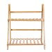 Bambusowa półka na rośliny, 50 x 56 x 31 cm podwójny poziom bambus przechowywanie balkon mięsista podłoga stojak składany kwiat doniczka stojak (50 cm)