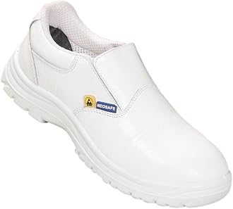 NEOSAFE ESD Safety Shoes with Fibre-Toe, Washable and Best Suitable for Food Workshop, Pharmaceutical Industry and OT, Animal Free Microfibre Upper, White