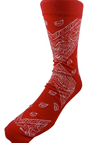 LEAF REPUBLIC New! Bandana Crew Socks - Multiple Colors Available (Red)