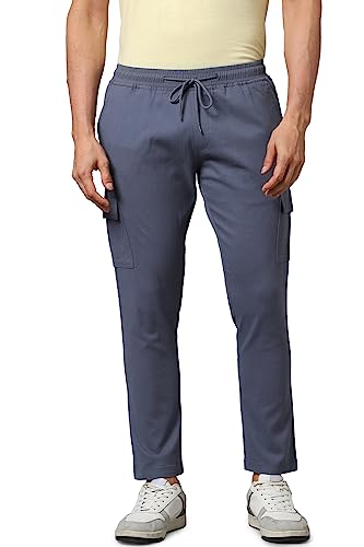 Image of Hubberholme Men's Regular Fit Cotton Trousers, Ankle Length Elastic & Drawstring Waist Cargo Chinos