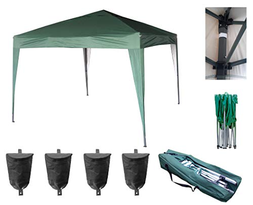 MCC® Gazebo Plegable Impermeable del Gazebo 3x3m, Tienda del pabellón con la Capa Protectora de Plata [NS] (Color Beige) (Verde)