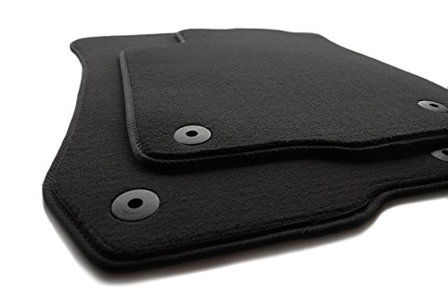 Tappetino Auto In Velluto Per Skoda Rapid (2012+) - Originale Con Fissaggio A Pulsante - Made In Germany - Colore Nero - 2