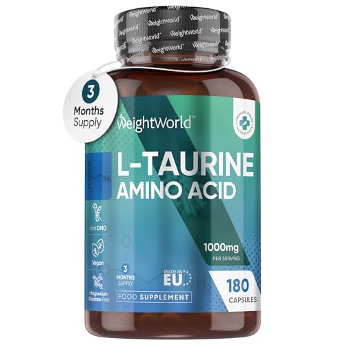 Taurine 1000mg Capsules - 180 Vegan Supplement