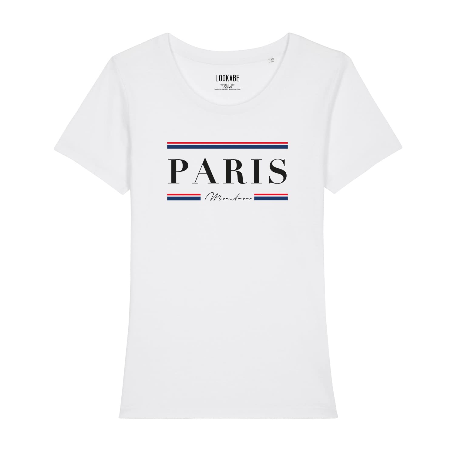 Damski T-Shirt Expresser - Paris mon Amour - Sportowy styl Street-Style Basic T-Shirt z bawełny organicznej na wiosnę i lato, biały, XL