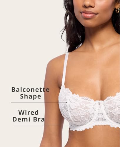 Emma Underwire Lace Bra, Unpadded Sheer Lingerie for Women, Perfect Everyday Balconette Demi Bra4