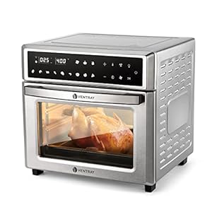 VENTRAY Convection Oven Air Fryer Toaster Oven 1700W 26QT Digital Control Stainless Steel Electric Ovens with Bake Pan, Broil Rack, Fry Basket & Recipe Book Included, 12 Cooking Presets