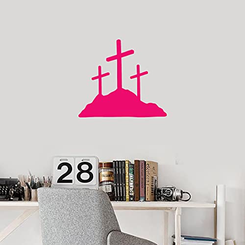 Image of Calvary Crosses Christian Jesus (Pink) (Set Of 2) Premium Waterproof Vinyl Decal Stickers For Laptop Phone Accessory Helmet Car Window Bumper Mug Tuber Cup Door Wall Decoration