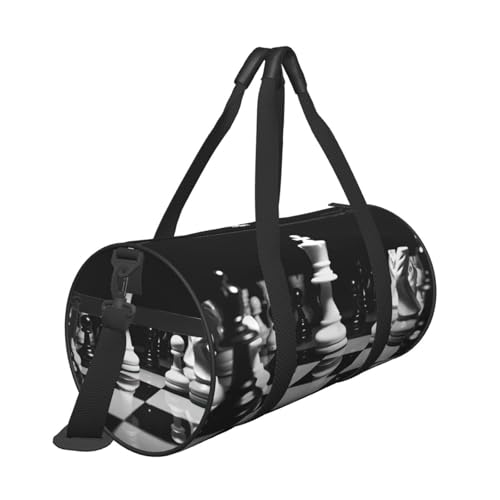 Travel Duffel Bag Sports Gym Bag With Shoes Compartment,Lightweight Overnight Weekender Bag Black And White Chess Yoga Gym Sports Bag For Men Women2