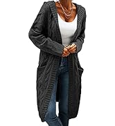 Gekoko Women's Hooded Cardigan Long Sleeve Chunky Knit Cardigan Open Front Sweater Autumn Winte...