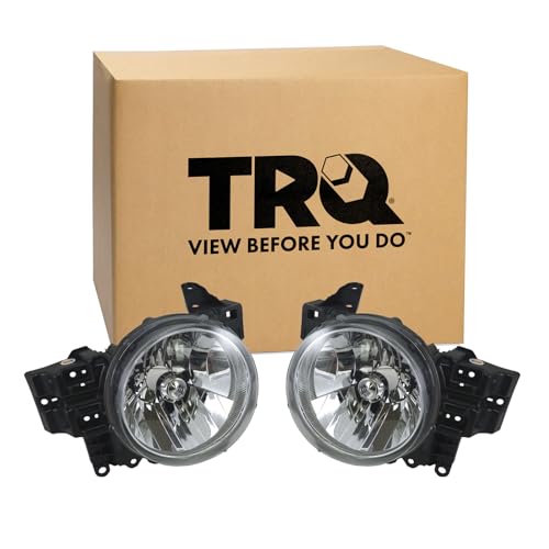 TRQ 2 Piece Headlight Assembly Set Chrome Bezel Driver & Passenger Side Compatible with Toyota FJ...