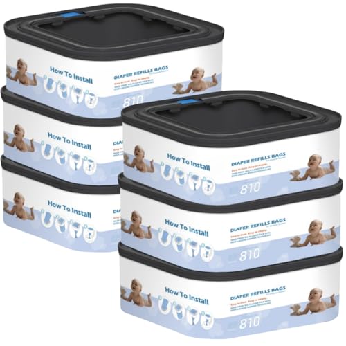 6 packs jumbo square diaper pail refills (810 diapers each) for Genie