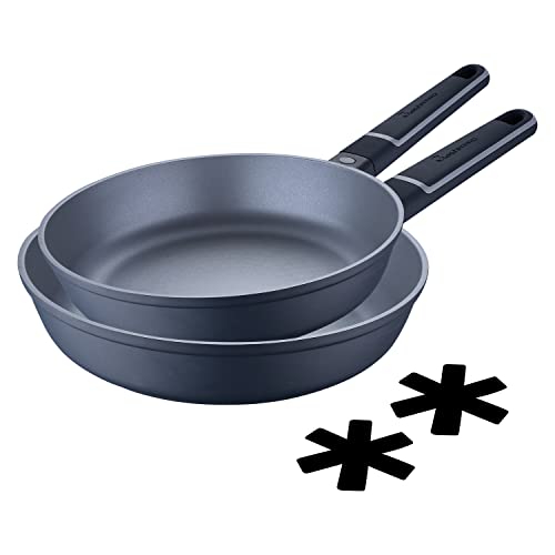 MasterPro Indigo| Sartenes Antiadherentes de 20 y 26 cm de Diámetro y 5,5 y 6 cm de Altura | Fabricadas de Aluminio Fundido | Revestimiento Xylan Plus |Mango Soft Touch | Todo Tipo de Cocinas
