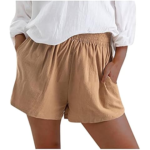 MJGkhiy Shorts Women's Comfortable Shorts Elastic Band Hot Pants High Waisted Shorts Work Trousers Casual Fitness Shorts Cover