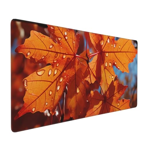 Tapis de souris imperméable motif feuilles d'automne avec bords cousus