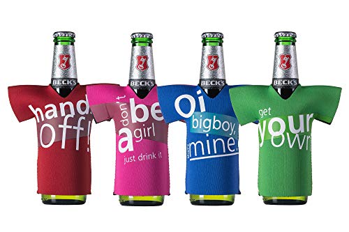 CellarDine Bottle Chillers, Hands Off Beer, Set of 4