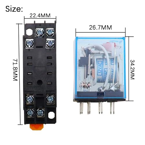 Relés electromagnéticos de 8 pines con base de enchufe PYF08A y capacidad de 5A 4