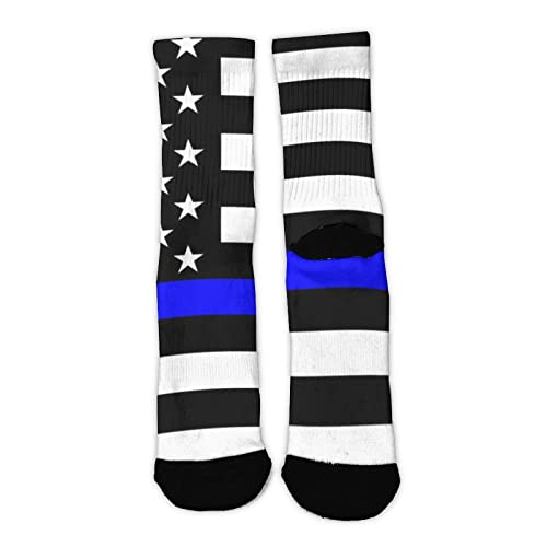 Fashion Personalized Couple Socks Compatible with American Thin Blue Line Flag Police Pattern Black, All-Season Casual Sports Breathable Non-Slip Socks For Men And Women2