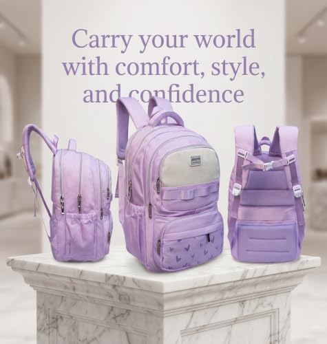 Image of ADSON kawaii Girls Travel School Bag|Backpack Of Large Capacity Aesthetic Stylish Girls Korean Laptop Bag Rucksack for School |College Bags Cute Bookbag for Teens Water Resistance 18 Inches