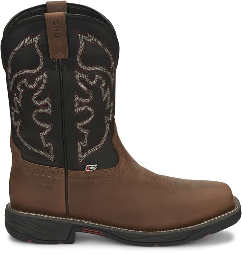 Justin Rush 11" Stampede Waterproof Men's Boots, Square Toe, Non-Leather, Durable Cowhide, Composite Toe Safety Work Footwear2