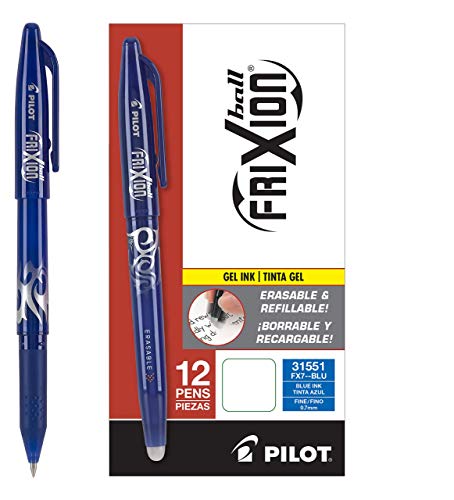 Image of Pilot Frixion Ball Erasable & Refillable Gel Ink Stick Pens, Fine Point, Blue Ink, 12-Pack - 1