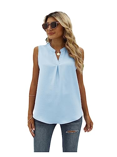 Spring and Summer New Solid Color Chiffon Shirt Loose V-Neck Pullover Sleeveless Top Vest3
