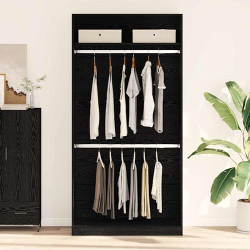 Frdhee Armario esquinero para dormitorio infantil, roble negro, 100 x 50 x 200 cm, material de madera, armario multiusos para oficinas, hogar, salones