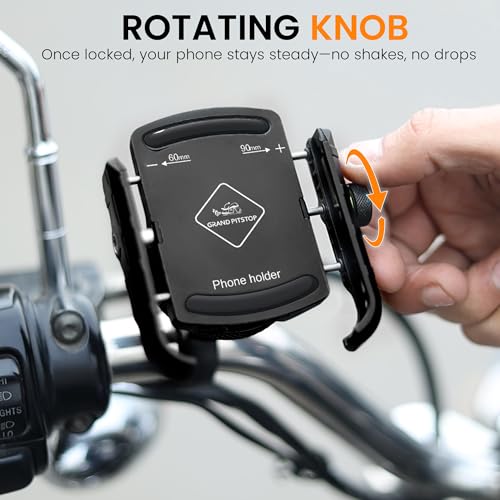 Image of GRAND PITSTOP Mobile Holder for Bikes | (Black - Jaw Grip 360 Rotation) | Phone Mount for Motorcycle, Bicycle, Scooter | GPS Navigation Support | Anti-Slip Clamp | Sturdy Build