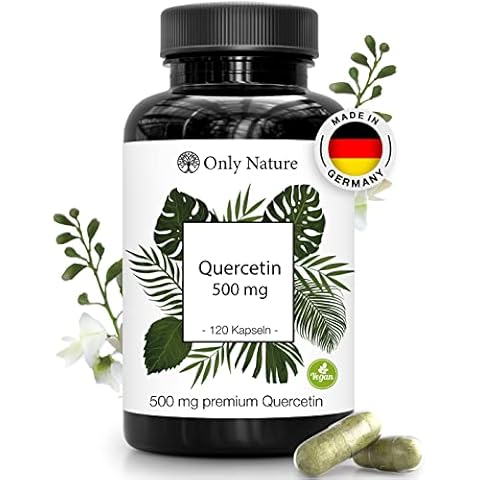 Only Nature® Quercetin Kapseln 500mg hochdosiert - 120 laborgeprüfte Kapseln - vegan - ohne Zusätze - in Deutschland produziert Cover