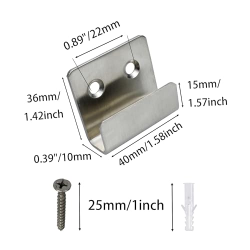 Image of 12 Pcs Stainless Steel Tile Display Hanger, Heavy Duty Wall Mounted Bracket Hooks for Ceramic Tiles, Mirrors, Picture Frames, Silver, 0.39 inch Inner Width