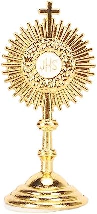 Pssopp Decoración de mesa católica, material de aleación, forma de sol, exquisita artesanía, estatua de comunión cristiana, adorno para decoración