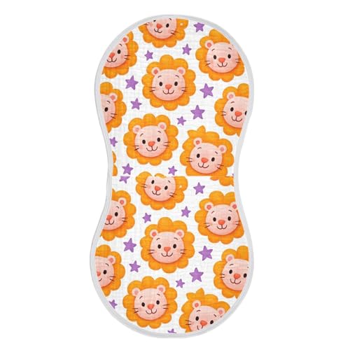 Cute Cartoon Lion Baby Burp Cloths for Boys and Girls, Soft Muslin Spit Up Towels, 22