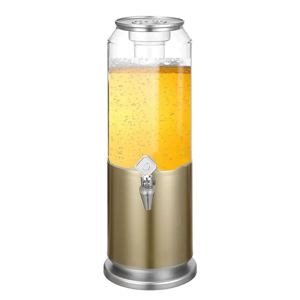 Qymlsh Gold Beer Tower Dispenser Ice Core Beverage Dispenser 3L Large Capacity Tabletop Beer Tower Beer Keg Alcohol Dispense With Ice Tube And Led Light For Home Bar Party(Gold)