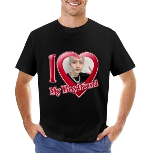GWDBBNQZ Jiung (P1Harmony) I Love My Boyfriend T-Shirt Men Black XXL