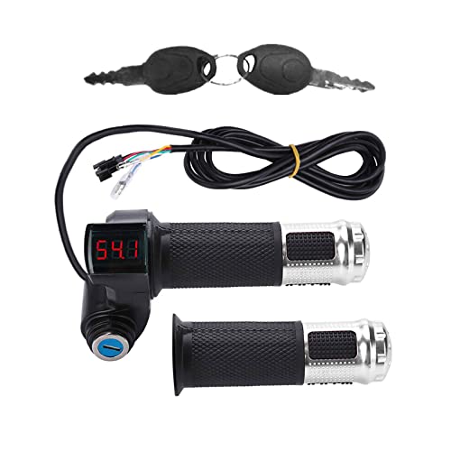 Electric Bike Throttle Grip, Universal Electric Bicycle Scooter Twist Throttle Grips With Led Display And Power Key Locker Accelerator #TOP6