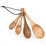 Alrhso 4 Pieces Wooden Tablespoon Wooden Measuring Spoons Set