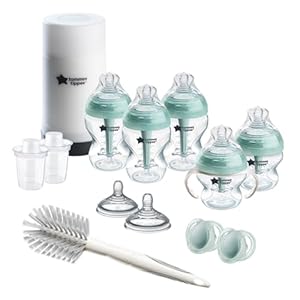 Tommee Tippee Advanced Anti-Colic Ready for Baby BPA Free 14 Piece Set, 5oz & 9oz Bottles, Slow & Medium Flow Nipples, 0-6 Month Pacifiers, Includes Travel Bottle Warmer & Removable Bottle Handles