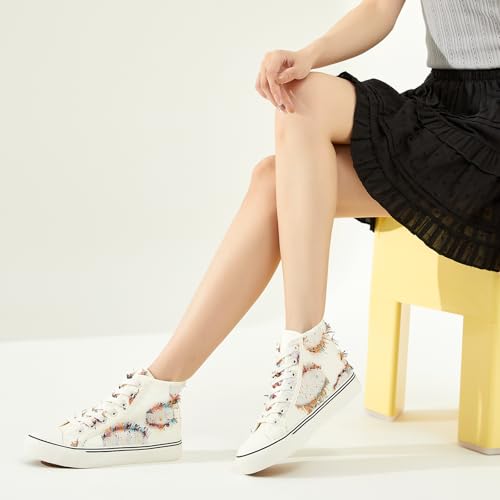 Image of yageyan Womens High Top Canvas Sneakers Lace up Fashion Shoes for Women Casual Classic