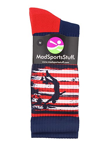 MadSportsStuff USA Basketball Socks with American Flag and Player Crew length2