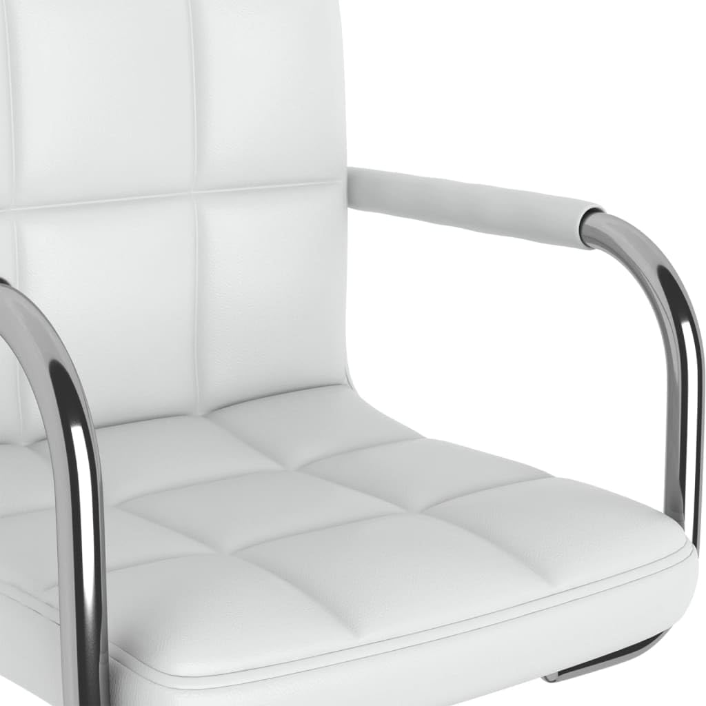 Juego de 2 sillas de comedor giratorias de piel sintética blanca con estructura de acero cromado, altura regulable mediante muelle de gas, giratorias de 360 grados para comedor