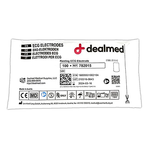Dealmed Resting ECG Electrodes | Single Use Pads with Self Adhesive Stickers for Electrocardiogram & EKG Heart Monitoring Machines | Tabs for Hospital, EMS & Universal Medical Screening (1000 Count)