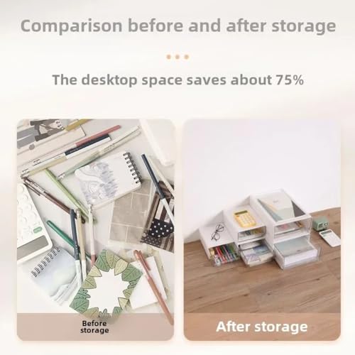 Boîte de rangement de bureau transparent tiroir plastique A4 - 6
