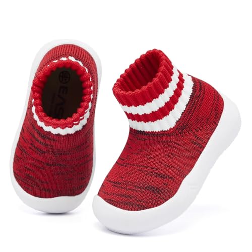 Image of Eashi Baby Boy Girl Non-Skid Indoor Infant Walking Shoes Breathable Warm Elastic Sock Shoes with Memory Sole Protect Toes Outdoor Sneakers