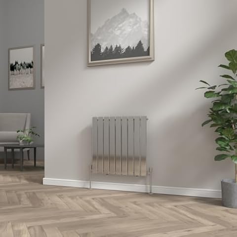 NRG 600x612mm Horizontal Flat Panel Designer Bathroom Central Heating Radiator Chrome Single Column - Perfect for Bathroom Cover