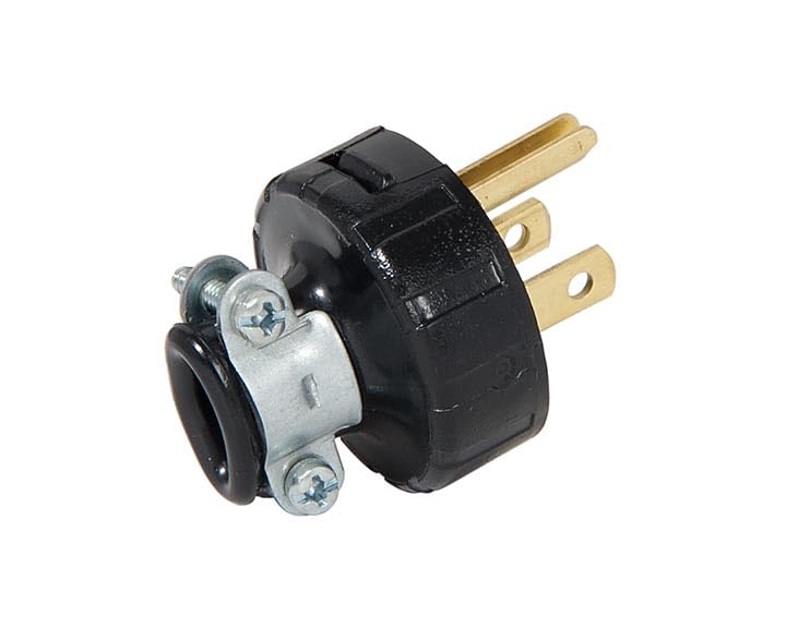 B&P Lamp® Black 3 Wire Grounding Plug for SVT Wire