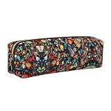 SDEGTHO Color Stones - Estuche de cuero con estampado hippie para estudiantes, bolsa simple para niños y niñas, pequeña bolsa con cremallera para suministros escolares, marcadores, maquillaje, monedas