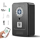 Agrdeed Smart Lock Box - Cassaforte per chiavi, controllo app e codice PIN, Bluetooth, impronte digitali, montaggio a parete, con kit di montaggio, armadietto portachiavi con copertura resistente alle